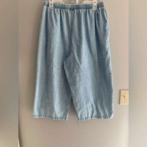 CW Classics Womens Blue Floral Embroidered Wide Leg Cropped Cottagecore Pants L - Picture 5 of 8